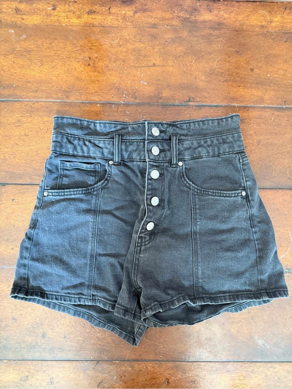wild fable High-Waist Black Button-Front Women's Denim Shorts